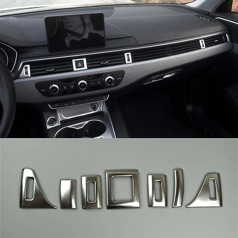 7Pcs Dashboard Air Vent Decoration Frame Cover AC Stickers Trim for  A4 B9 2017 Interior Auto Access