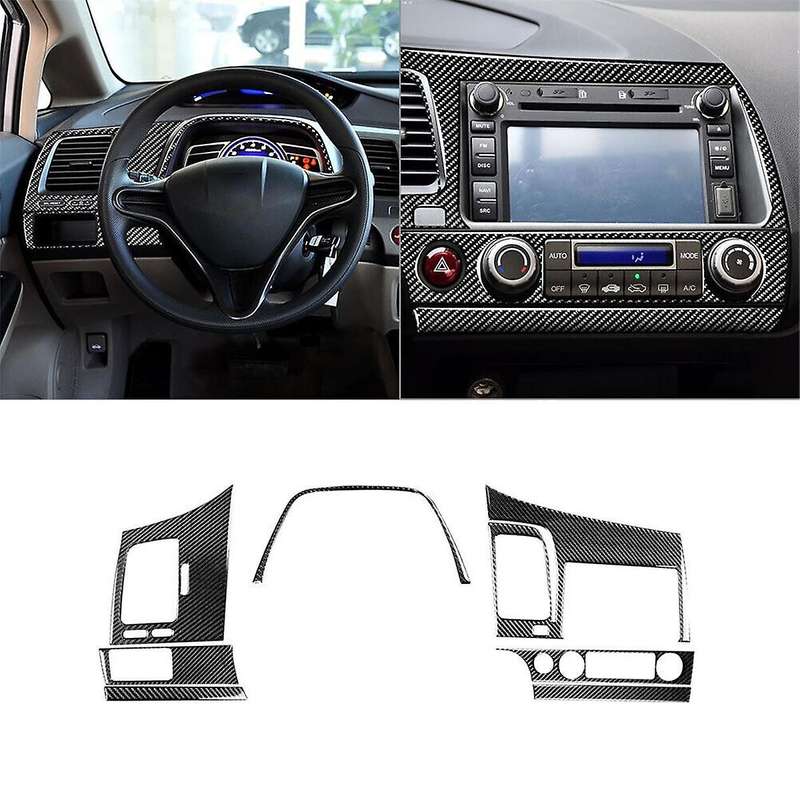 7pcs Carbon Fiber Interior Dashboard Cover Trim for 8th 2006-2011