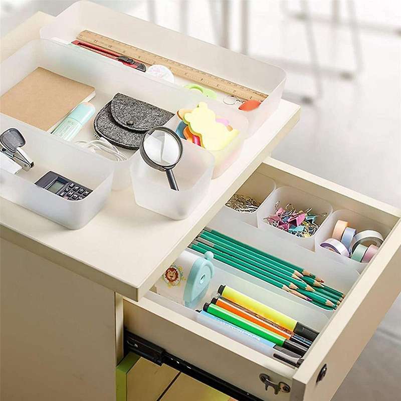 7pcs Drawer Organizers Separator Office Desk Stationery Storage Box for Kitchen Bathroom Makeup Org