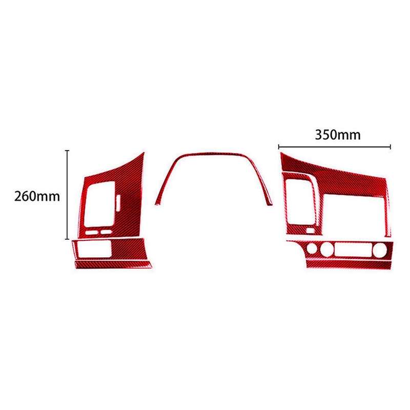 7pcs for 8th 2006-2011 Red Carbon Fiber Dashboard Kit Cover Trim