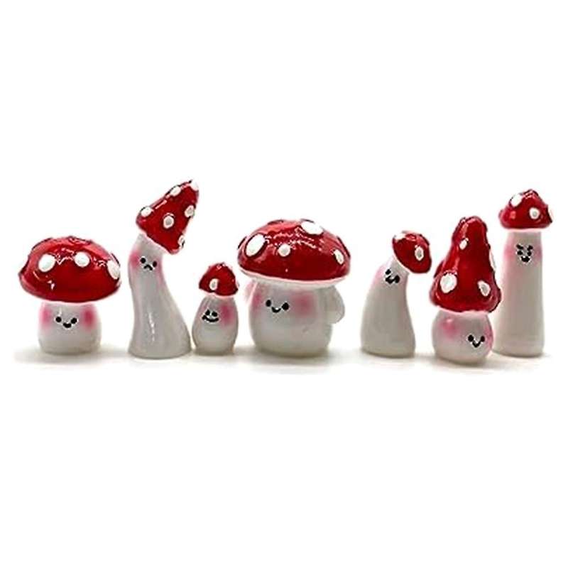 7Pcs Mini Mushrooms for Crafts Little Fairy Garden Mushrooms Tiny Resin Mushroom Decor Mushroom Mini
