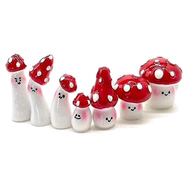 7Pcs Mini Mushrooms for Crafts Little Fairy Garden Mushrooms Tiny Resin Mushroom Decor Mushroom Mini