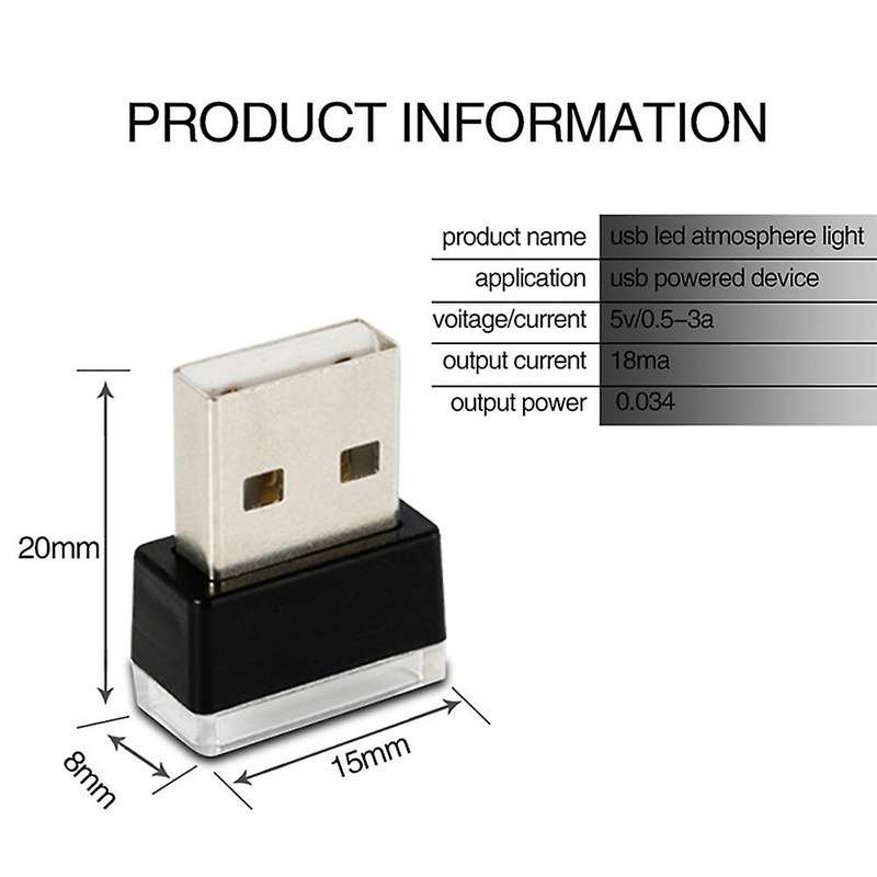 7pcs Mini Usb Light Led Modeling Car Ambient Light Neon (7 Colors)