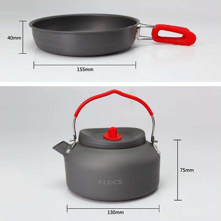7Pcs Outdoor Camping Hiking Picnic Cookware Set with Frying Pan Pot Kettle Sets Fold Camping Hiking