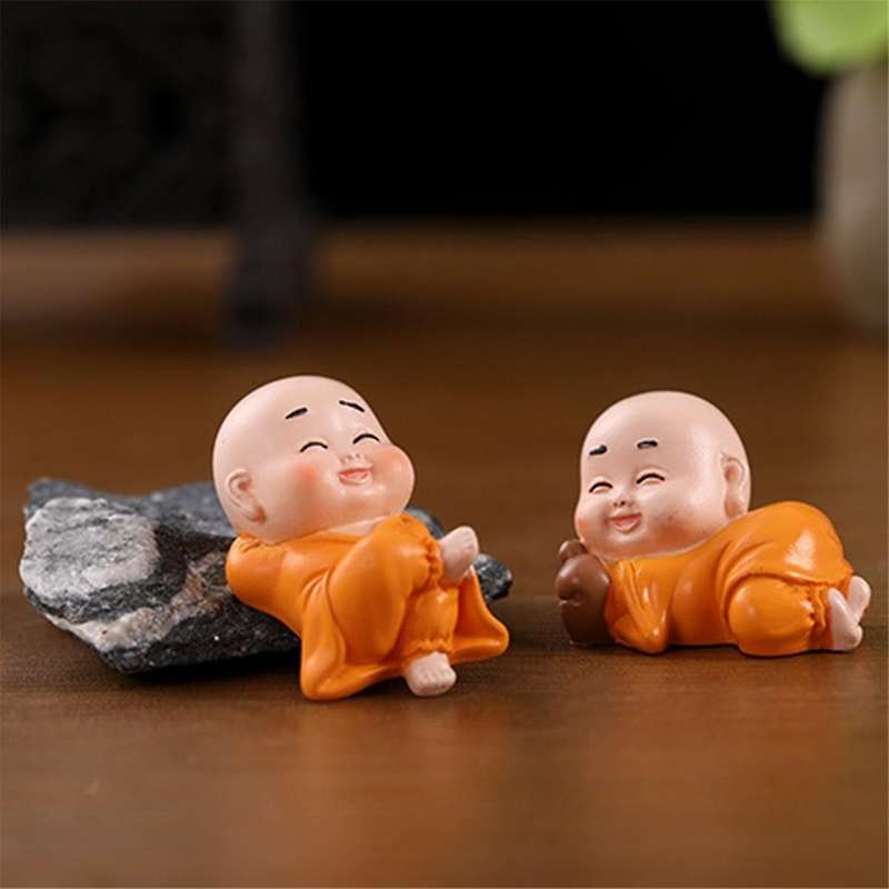 7pcs Little Monks Statue Chinese Style Sculpture Decoration Adorable Buddha Figurine Mixed Style