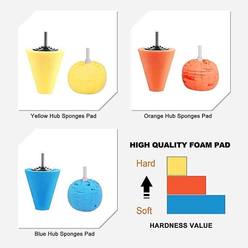 7Pcs Sponge Polishing Cone Polishing Ball Polishing Wheel Car Beauty Waxing Car Polishing Pad Set fo
