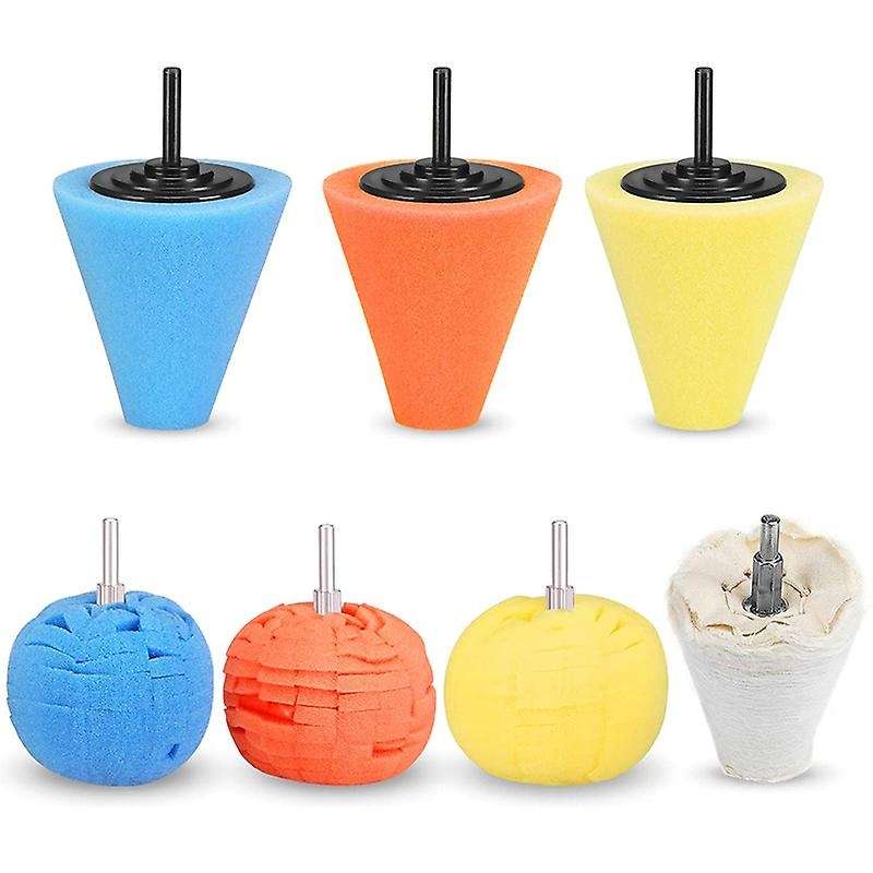 7Pcs Sponge Polishing Cone Polishing Ball Polishing Wheel Car Beauty Waxing Car Polishing Pad Set fo
