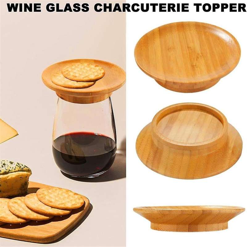 7PCS Wine Glass Charcuterie Topper Wine Glass Charcuterie Board Topper Bamboo Wine Glass Topper Coas