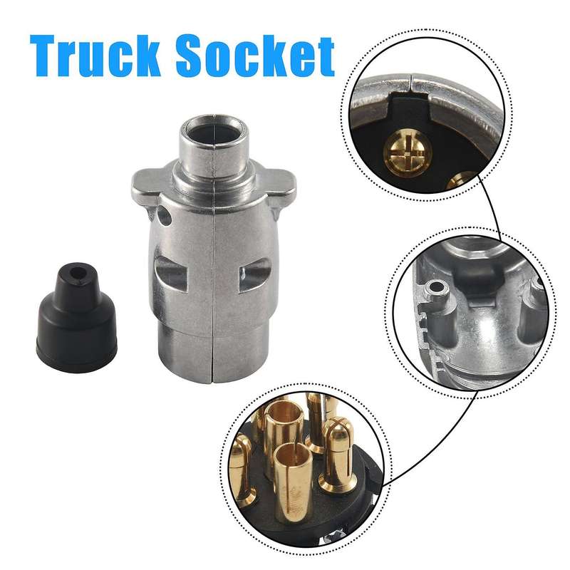 7-pin Trailer Plug Heavy Duty Round Pin 7-pole Wiring Connector 12v Towbar Towing Caravan Truck Plu