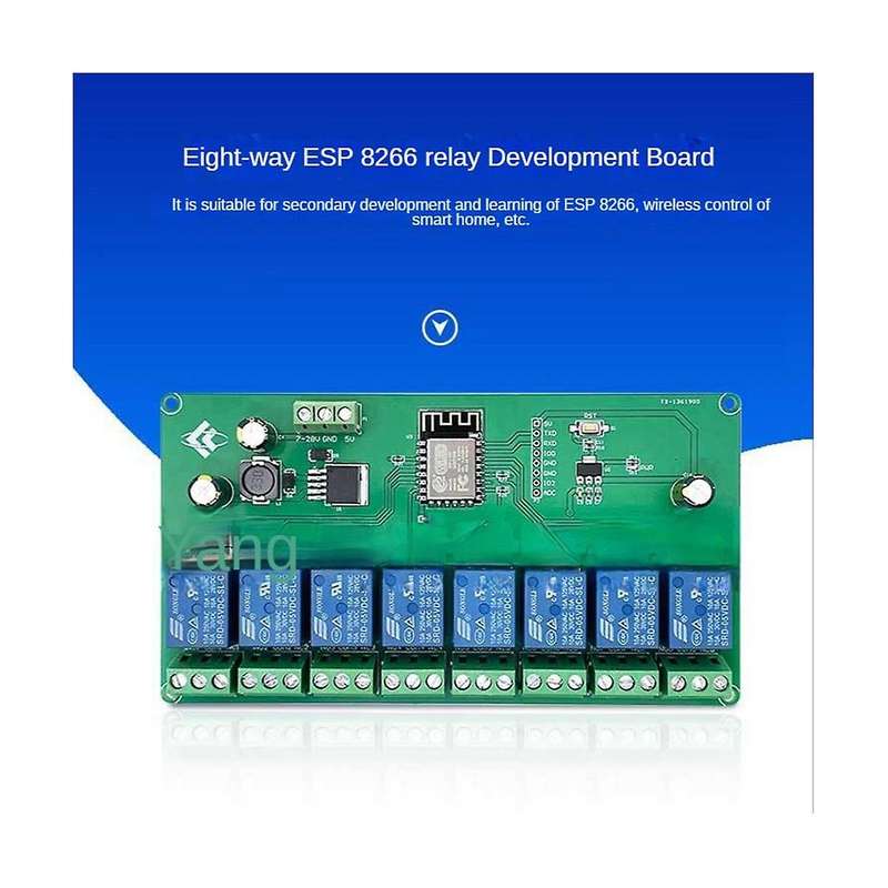 8 Channel Esp8266 Wireless Wifi Relay Module Esp-12f Development Board Dc 5v/7-28v E- App Remote Co