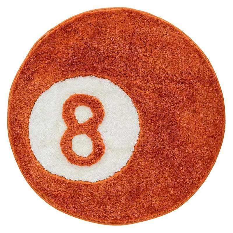 8 Ball Rug, Round Rug for 8 Ball Decor, Washable Cool Eight Ball Carpet for Bedroom Living Room, Bla