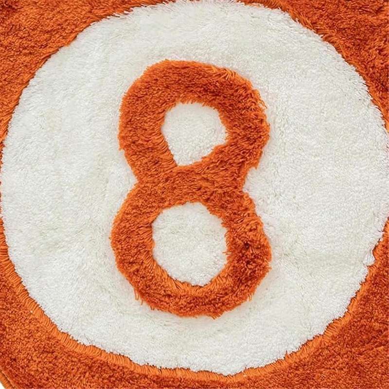 8 Ball Rug, Round Rug for 8 Ball Decor, Washable Cool Eight Ball Carpet for Bedroom Living Room, Bla