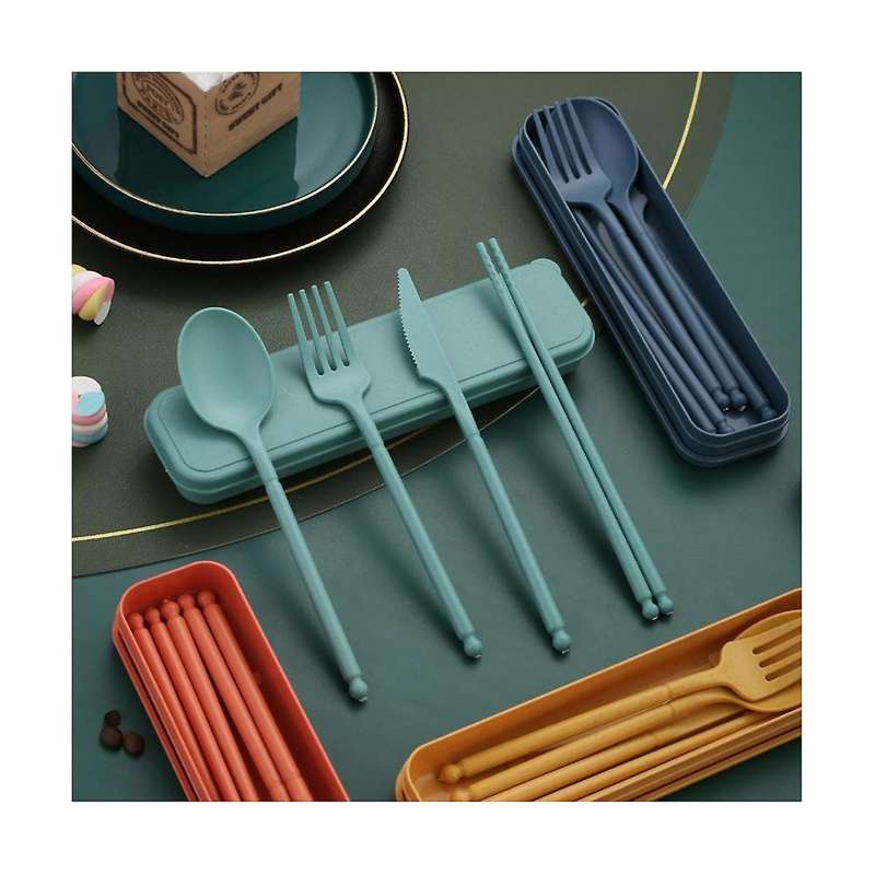 8 Colors Portable Utensils Sets with Case, Reusable Travel Flatware Set, Spoon Fork Knife Chopstick