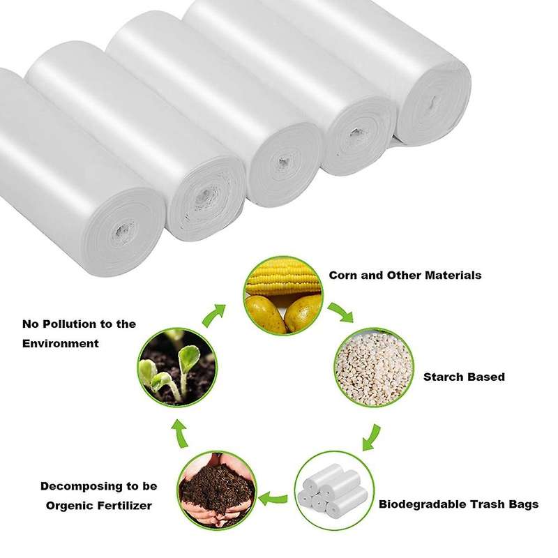 8 Gallon Compostable Garbage Bags, Can Be Put Into Tall Kitchen Garbage Bags, Trash Can Liner White