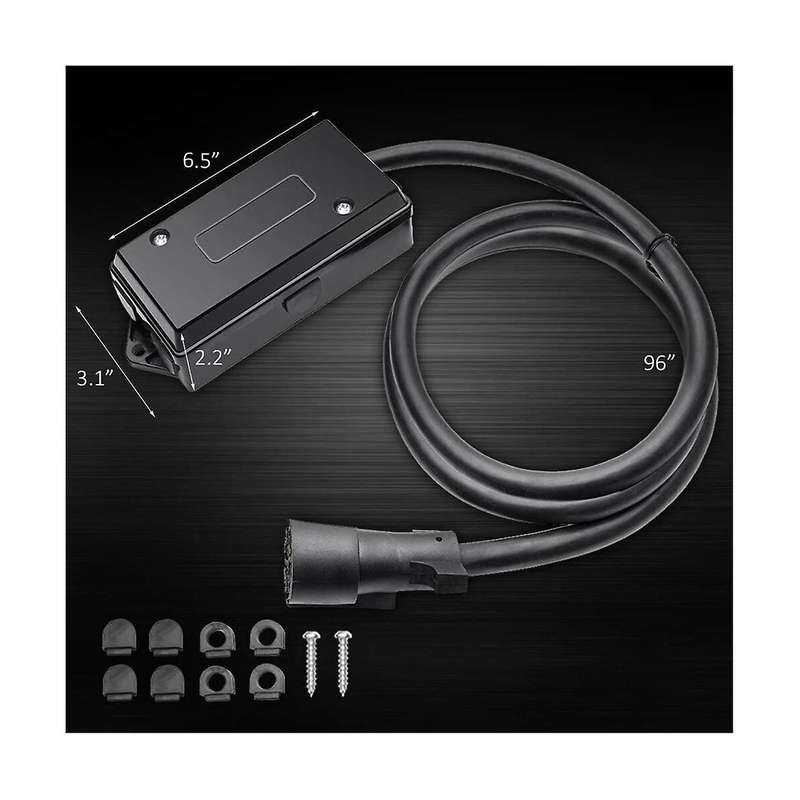8 Foot 7 Pin Trailer Plug Wiring Harness 7 Way Rv Trailer Cord Wire with 7 Gang Waterproof Junction
