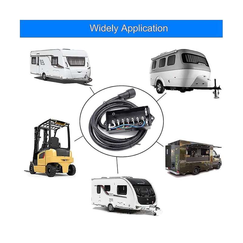 8 Foot 7 Pin Trailer Plug Wiring Harness 7 Way Rv Trailer Cord Wire with 7 Gang Waterproof Junction
