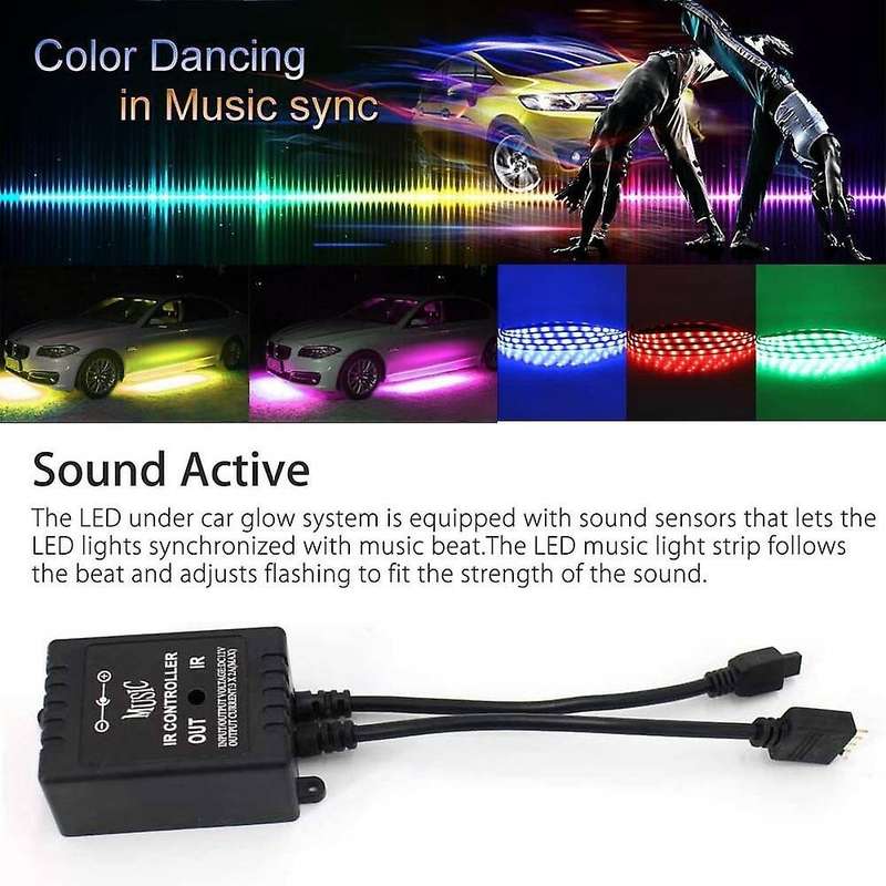 8 Color LED Strip Under Car Tube Underglow Underbody System Neon Lights Kits