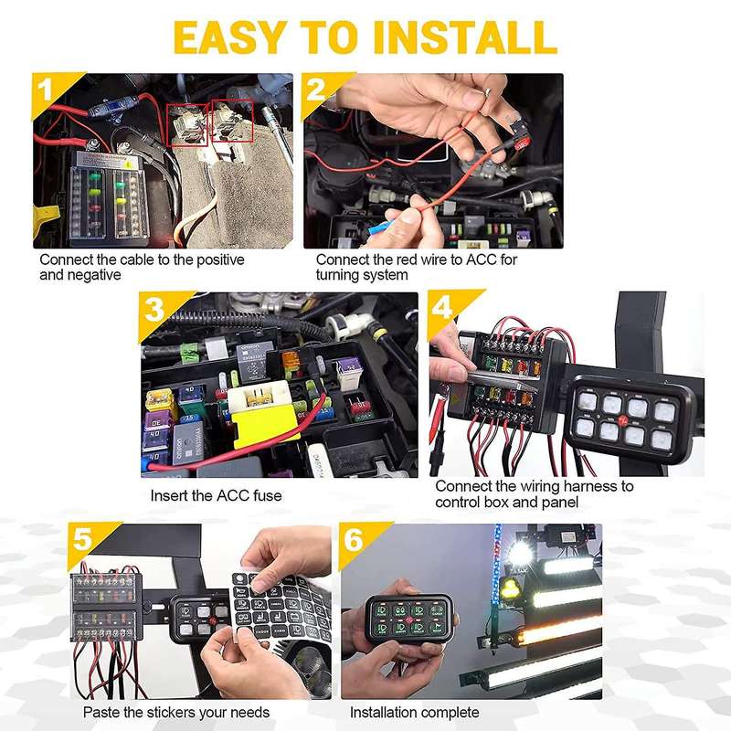 8 Gang Switch Panel Electronic Relay System Light Bar Switch Panel for Truck Car Offroad UTV Caravan