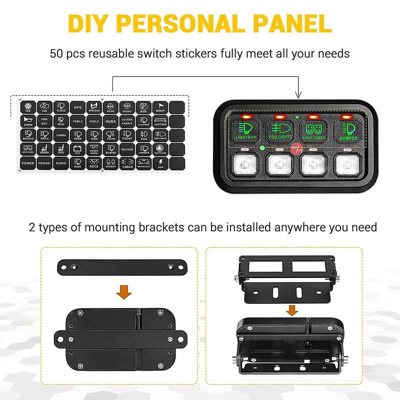 8 Gang Switch Panel Electronic Relay System Light Bar Switch Panel for Truck Car Offroad UTV Caravan