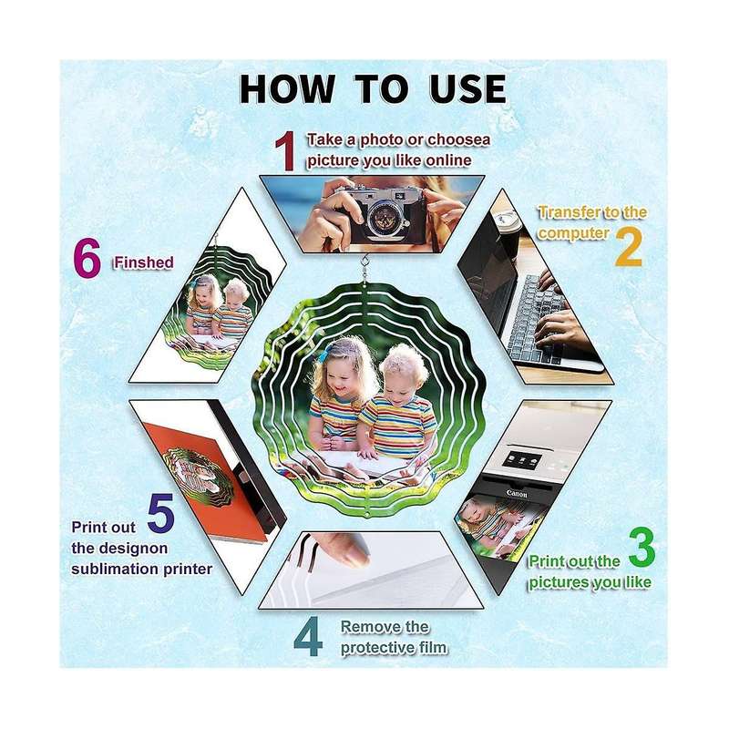 8 Inch 3D Wind Spinner Hanging Sublimation Wind Spinners for Garden Indoor Outdoor Window Decor Pat