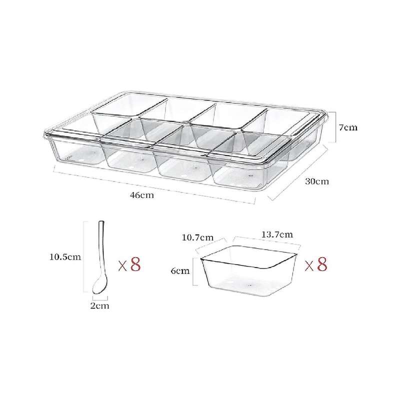 8 Grids Spices Box Condiment Server Multiuse Clear Stackable Container Seasoning Rack Spices Box for