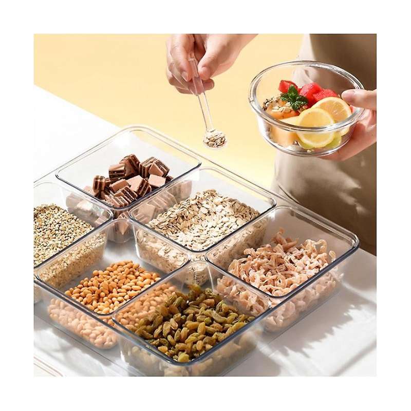8 Grids Spices Box Condiment Server Multiuse Clear Stackable Container Seasoning Rack Spices Box for