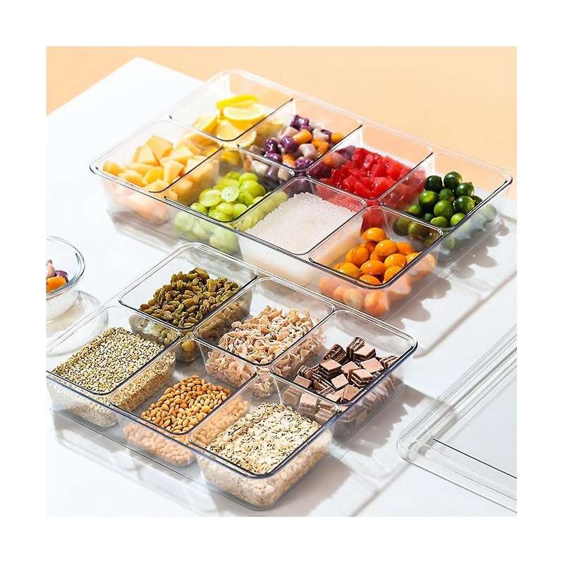8 Grids Spices Box Condiment Server Multiuse Clear Stackable Container Seasoning Rack Spices Box for