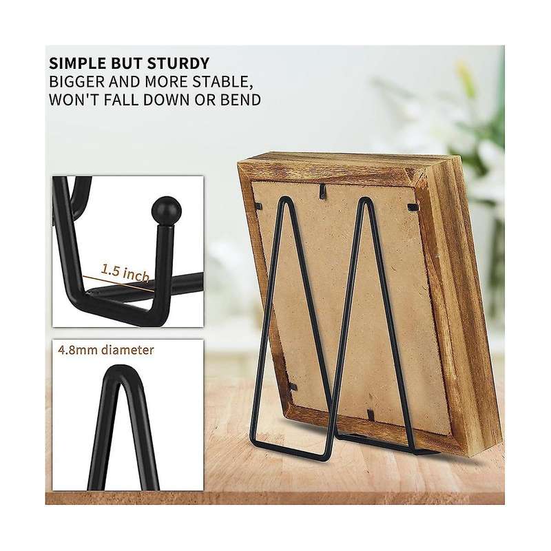 8 Inch 5 Pack Black Metal Plate Stand Plate Holder for Picture, Decorative Plate, Book