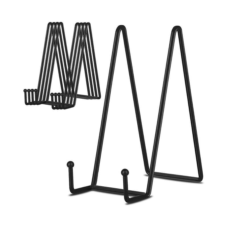 8 Inch 5 Pack Black Metal Plate Stand Plate Holder for Picture, Decorative Plate, Book
