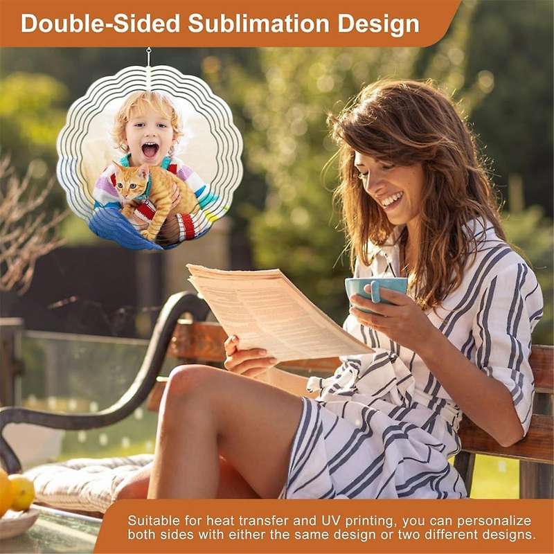8 Inch Aluminum Metal Hanging Wind Spinners Sublimation Blanks for Garden Indoor Outdoor Porch Decor