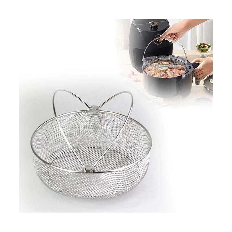 8 Inch Airfryer Basket Steamer Basket Stainless Steel Mesh Basket Roasting Rack for Airfryer Access