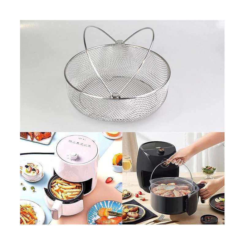 8 Inch Airfryer Basket Steamer Basket Stainless Steel Mesh Basket Roasting Rack for Airfryer Access