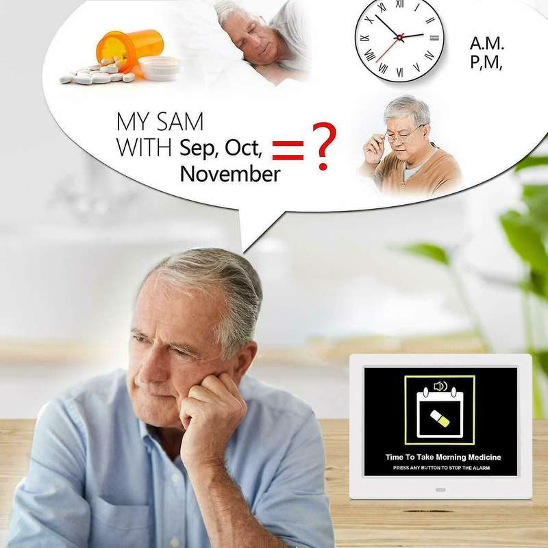 8 Inch LED Time Week Date Calendar Digital Alarm Clock for Elder People with Remote EU Plug