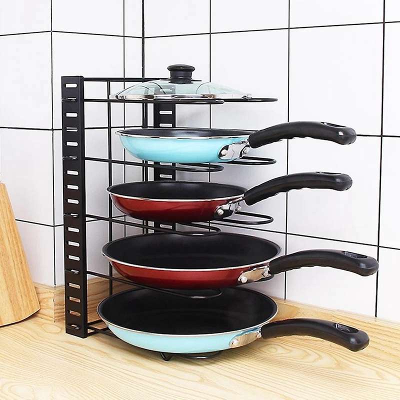 8 Layer Pan Shelf Kitchen Storage Organize Lid Rack Pot Stand Cookware Holder Dish Drainer Shelves