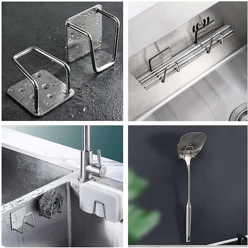 8 Non-Perforated Sponge Racks Stainless Steel Sponge Drain Racks Steel Ball Rag Storage Rack Sink Ra