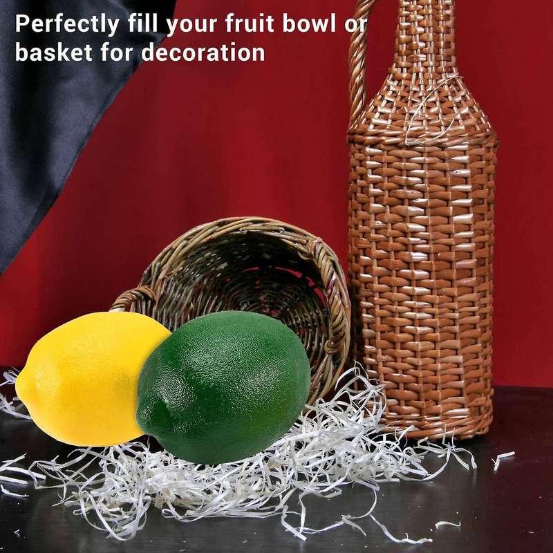 8 Pack Artificial Fake Lemons Fruit for Vase Filler Home Kitchen Party Decoration, Yellow and Green