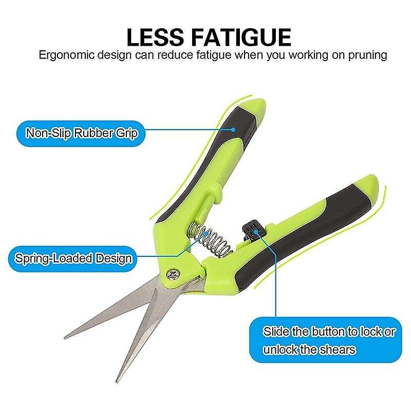 8 Pack 6.5 Inch Bud Trimming Scissors, Professional Stainless Steel Gardening Hand Pruners Micro-Tip