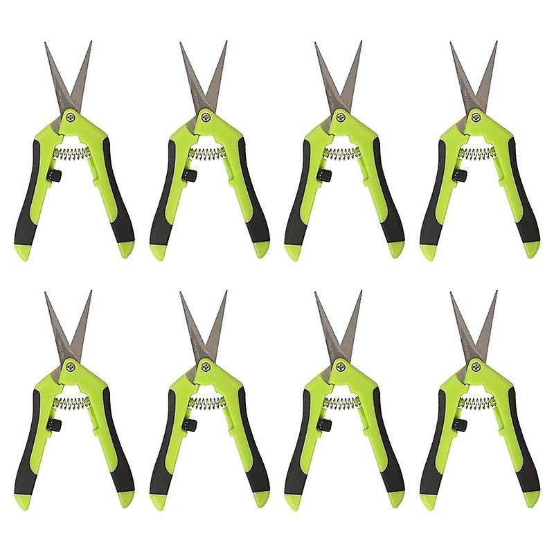 8 Pack 6.5 Inch Bud Trimming Scissors, Professional Stainless Steel Gardening Hand Pruners Micro-Tip