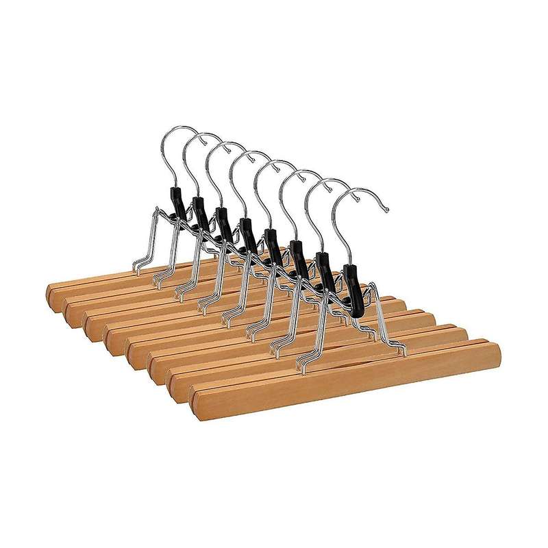 8 Pack Home Pants Rack, Wooden Stretcher, Clamping Hanger, Non-, with Swivel Hook, Bedroom Clothes