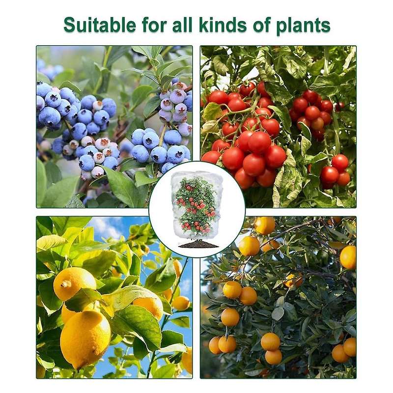 8 Pack Fruit Protection Bags with Drawstring, Garden Netting Plant Covers, 3.3 Ft X 2.6 Ft for Veget