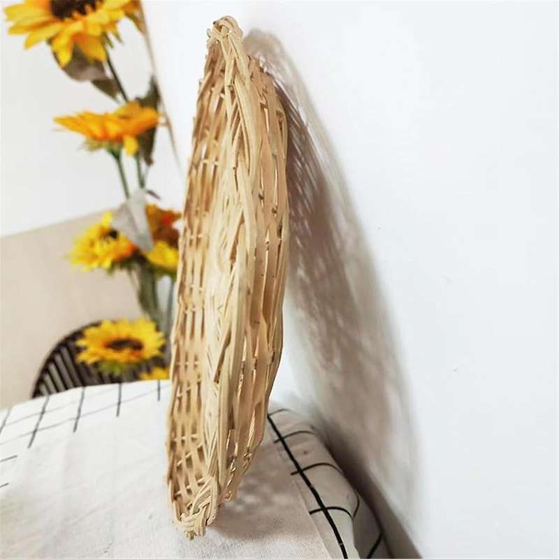 8 Pack Bamboo Paper Plate Holders, 10 Inches Reusable for Dinner Plates Hand Woven Wicker Paper Plat