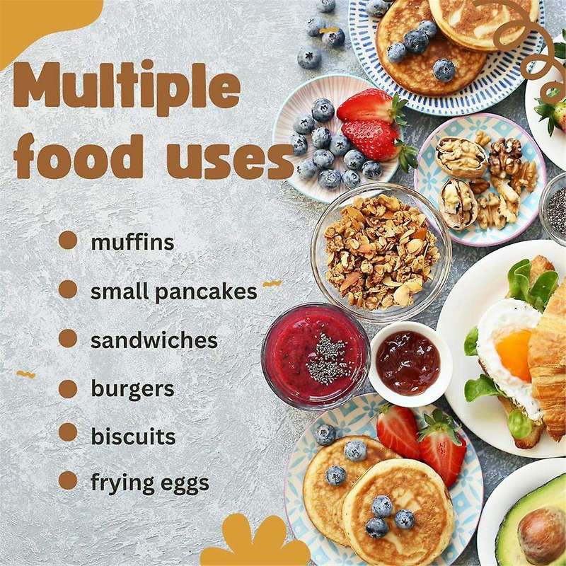 8 Pack Stainless Steel English Muffin Rings 4 Inch Crumpet Rings Nonstick Pastry Ring Mold,Egg Ring