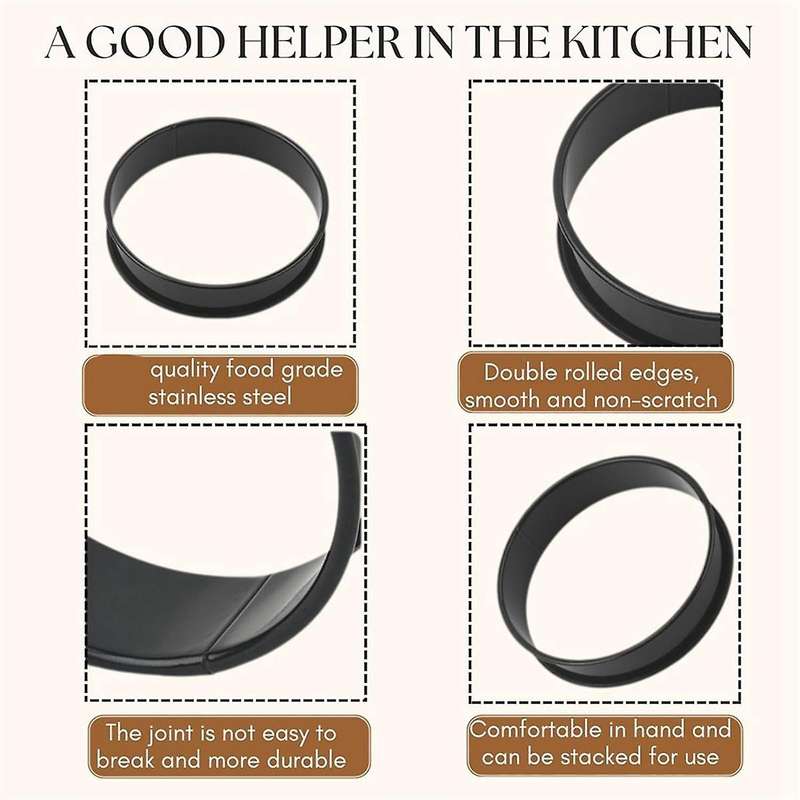 8 Pack Stainless Steel English Muffin Rings 4 Inch Crumpet Rings Nonstick Pastry Ring Mold,Egg Ring