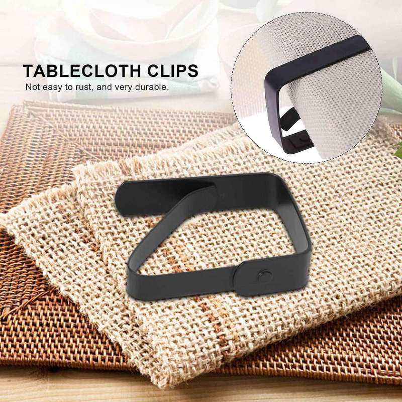 8 Pack Stainless Steel Tablecloth Clips Black Picnic Tablecloth Clips Adjustable Anti-skid Fixed Cl