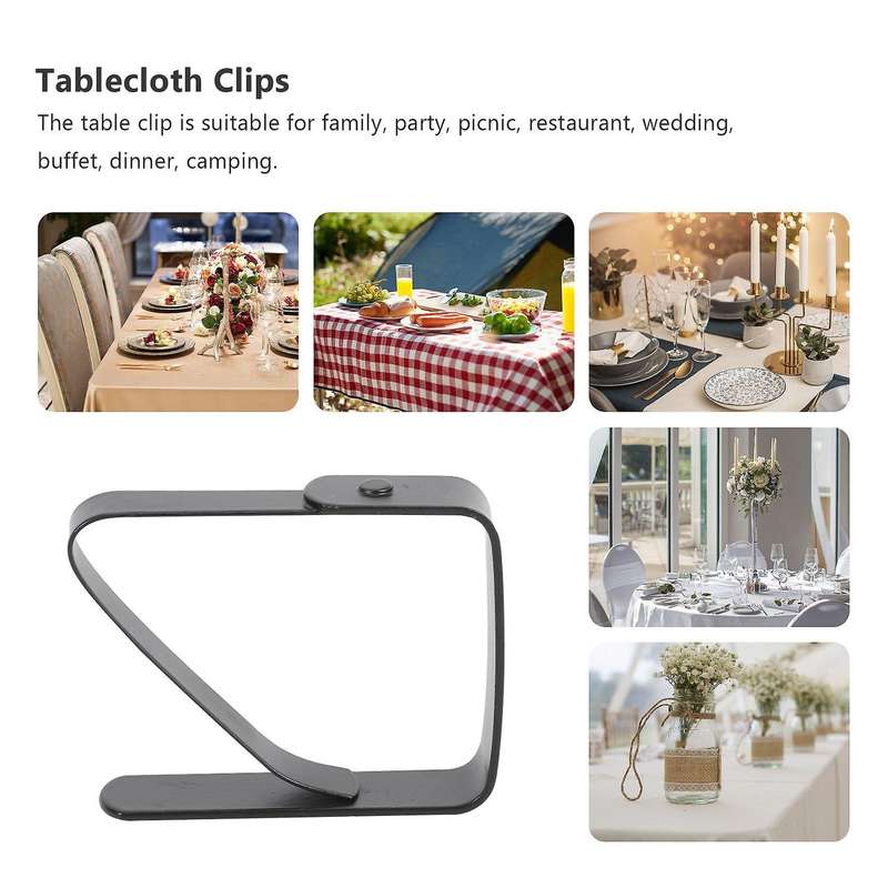 8 Pack Stainless Steel Tablecloth Clips Black Picnic Tablecloth Clips Adjustable Anti-skid Fixed Cl
