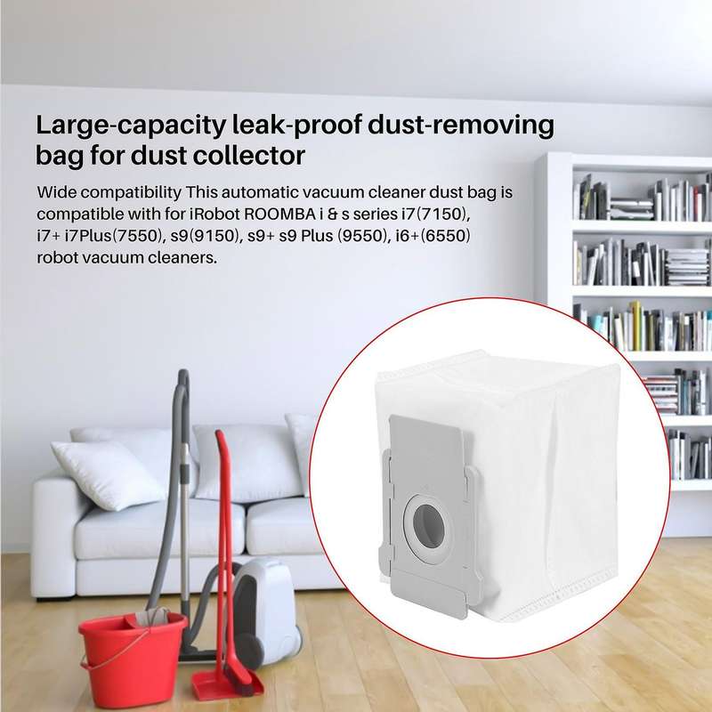 8 Pack Vacuum Bags for I7 I7+/plus S9+ (9550) I & S Series Clean Base Automatic Dirt Disposal Bags