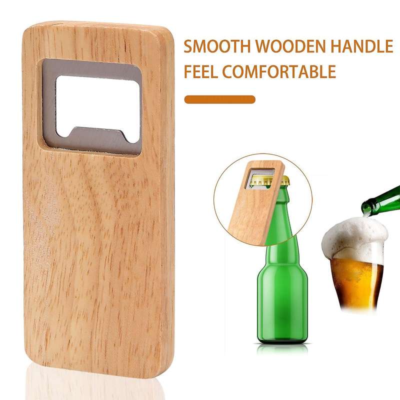 8 Pack Wood Beer Bottle Opener Wooden Handle Corkscrew Stainless Steel Square Openers Bar Kitchen Ac