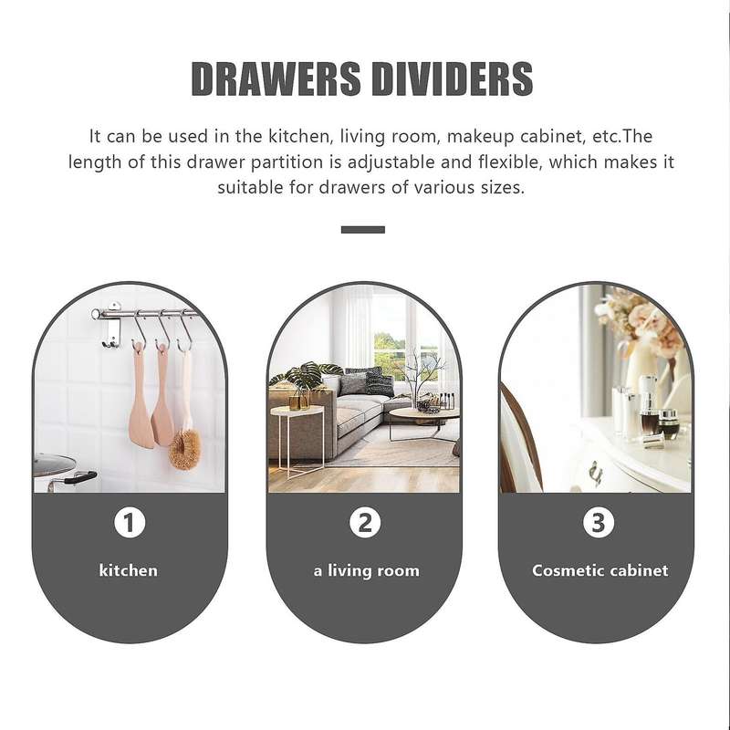 8 PCS Adjustable Drawer Dividers DIY Cabinet Storage Partition Divider for Clutter Kitchen Cutlery O