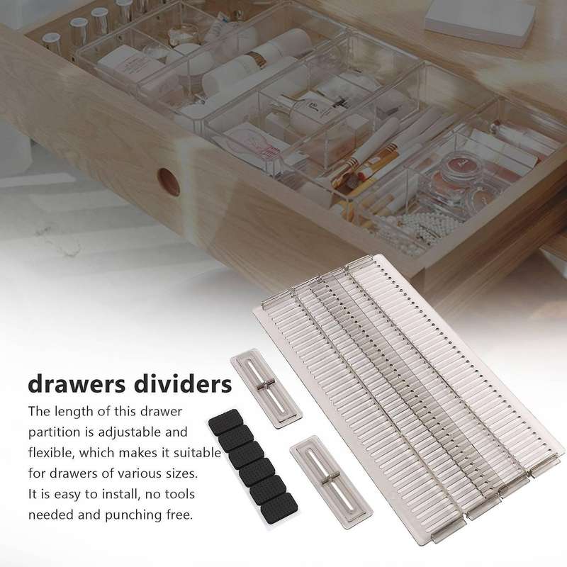 8 PCS Adjustable Drawer Dividers DIY Cabinet Storage Partition Divider for Clutter Kitchen Cutlery O
