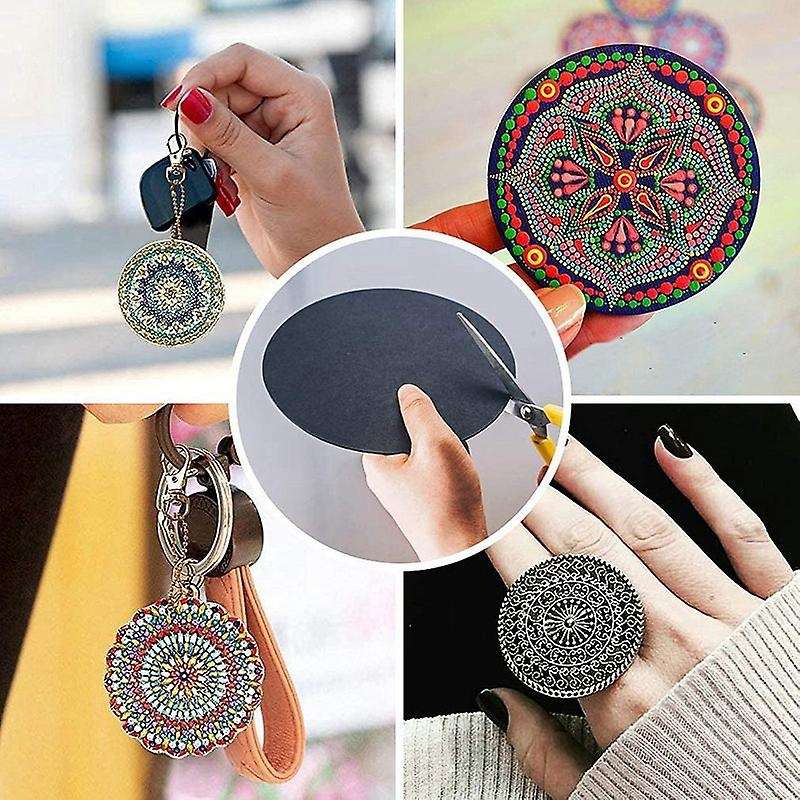 8 Pcs 15cm Black Mandala Kraft Paper Round Cardboard for Painting DIY Cardboards for Artist Painter